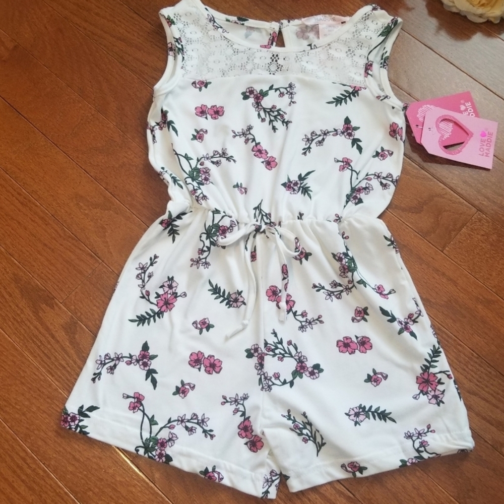 Girls Sleeveless Floral Rompers Size 4 & 5